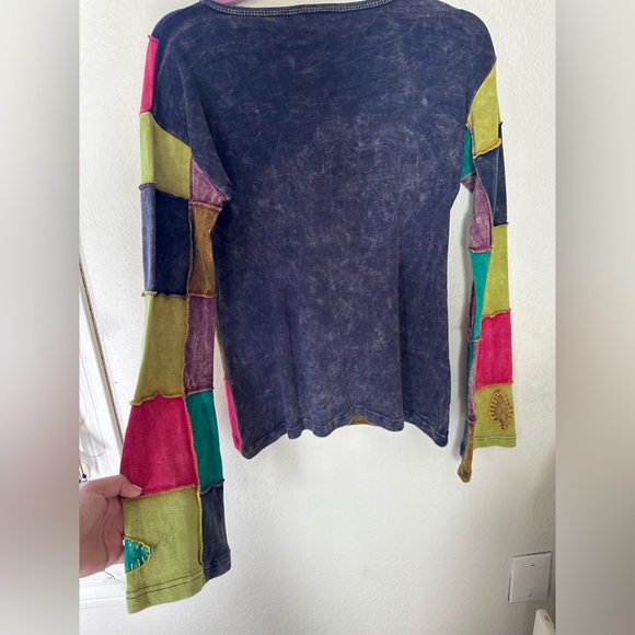 Anthropologie Colorful Patchwork Long Sleeve Top - Picture 9 of 10